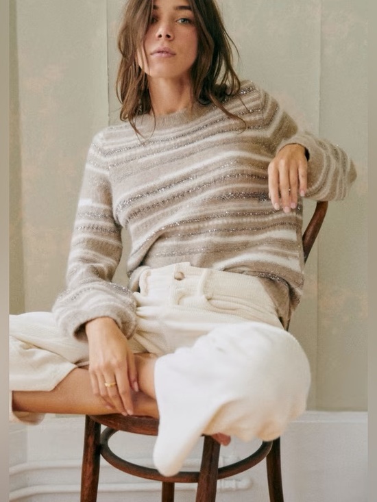 Sezane Sweaters - SEZANE ✨Hanane Sweater - Beige
Mottled Stripes Merino Wool